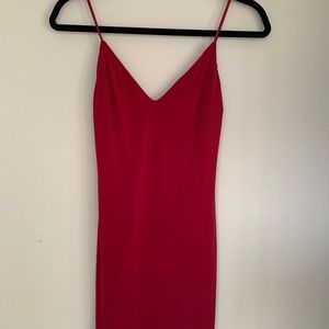 Deep V red dress